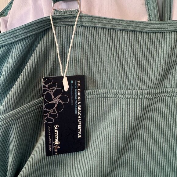 Summer Mae Ribbed Maternity Two-Piece Swimsuit Tankini Silhouette Bloom 8 NWT - Picture 7 of 14